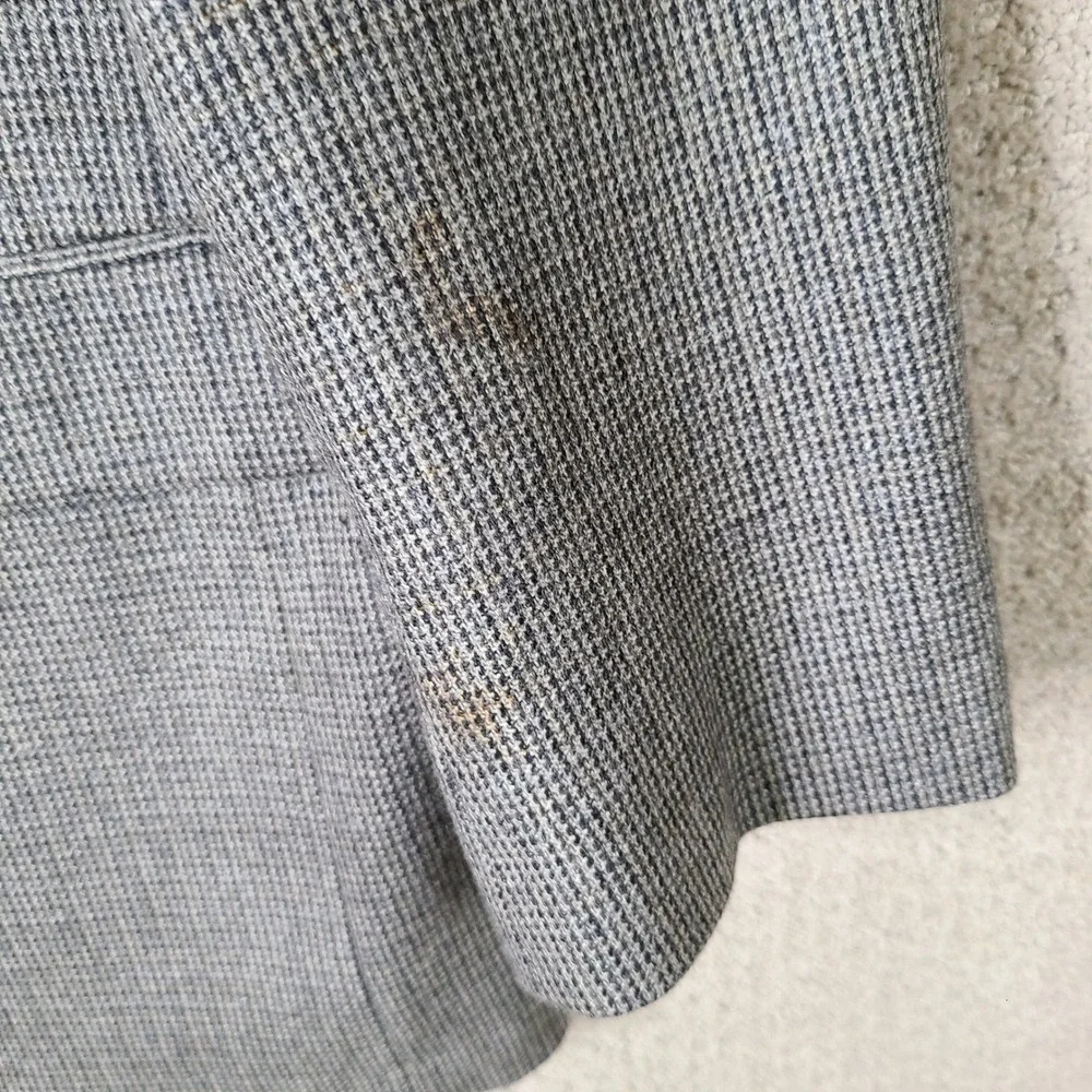 Chaps‎ Jacket Mens 46R Gray Micro Check Blazer Two Button Lambswool Tweed Coat
